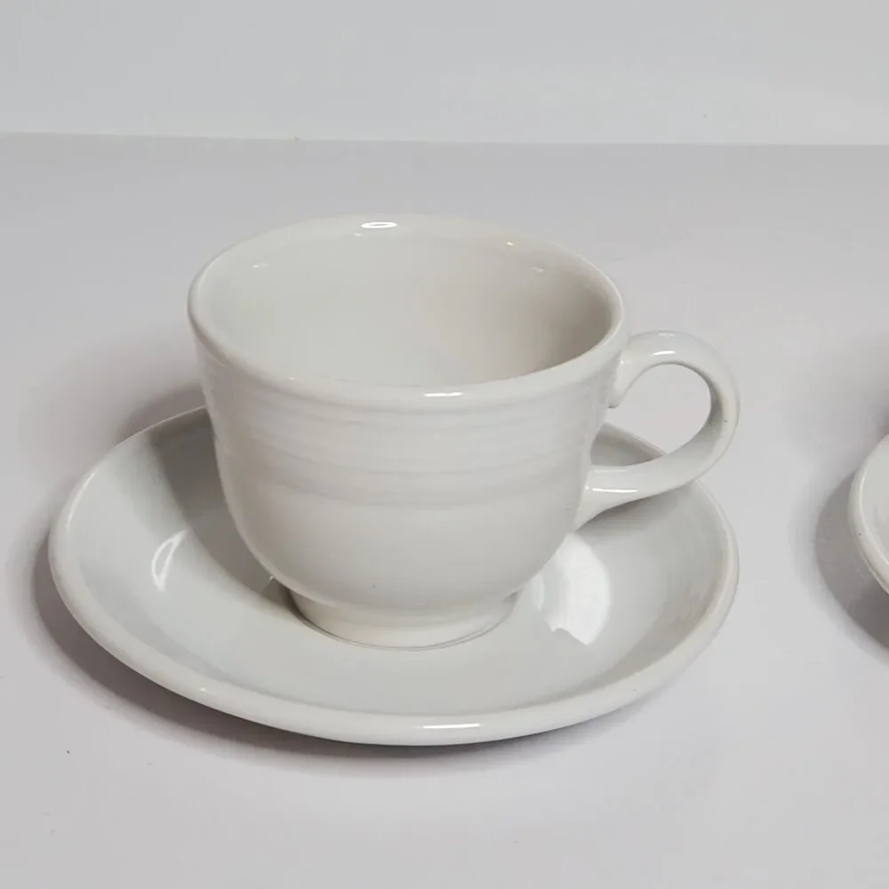 Fiesta Homer Laughlin China Co Set of 2 Cups With Saucers in White